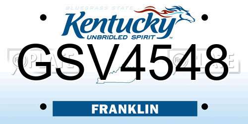 GSV4548 Kentucky License Plate