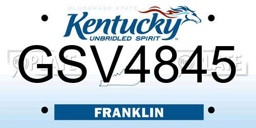GSV4845 Kentucky License Plate