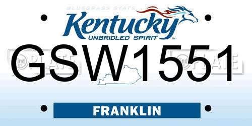 GSW1551 Kentucky License Plate