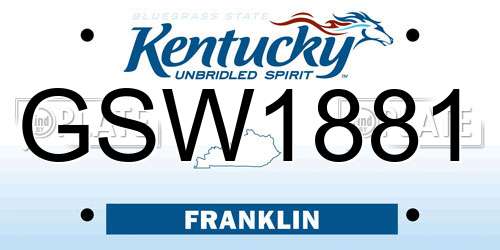 GSW1881 Kentucky License Plate