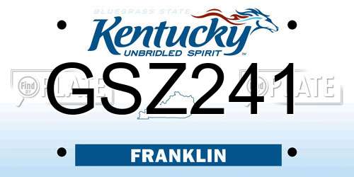 GSZ241 Kentucky License Plate