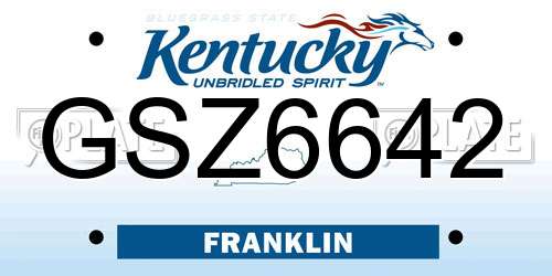 GSZ6642 Kentucky License Plate