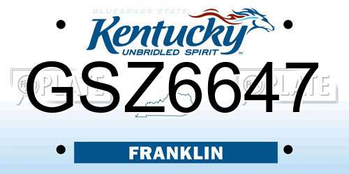 GSZ6647 Kentucky License Plate