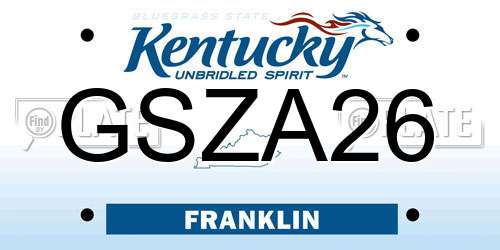 GSZA26 Kentucky License Plate