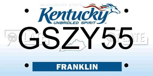 GSZY55 Kentucky License Plate