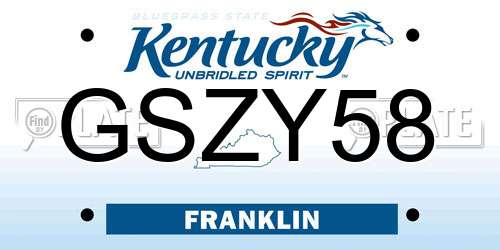 GSZY58 Kentucky License Plate