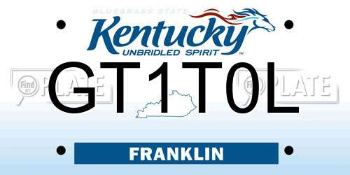 GT1T0L Kentucky License Plate