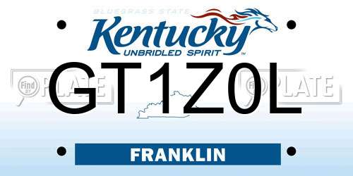 GT1Z0L Kentucky License Plate