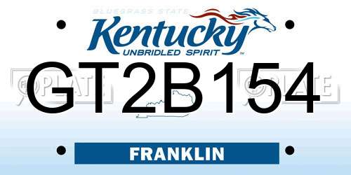GT2B154 Kentucky License Plate