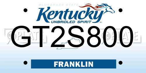 GT2S800 Kentucky License Plate