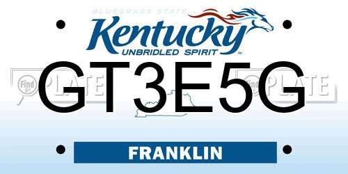 GT3E5G Kentucky License Plate