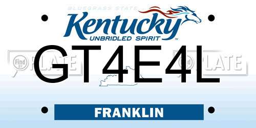 GT4E4L Kentucky License Plate