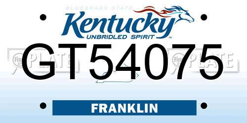 GT54075 Kentucky License Plate
