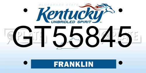 GT55845 Kentucky License Plate