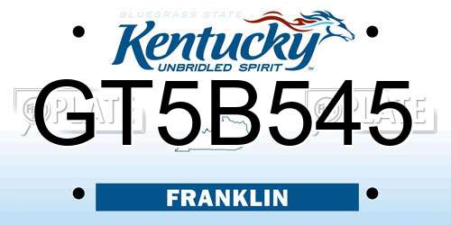 GT5B545 Kentucky License Plate