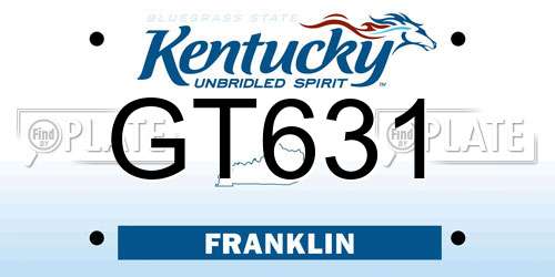 GT631 Kentucky License Plate