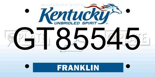 GT85545 Kentucky License Plate