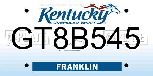 GT8B545 Kentucky License Plate