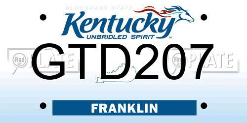 GTD207 Kentucky License Plate