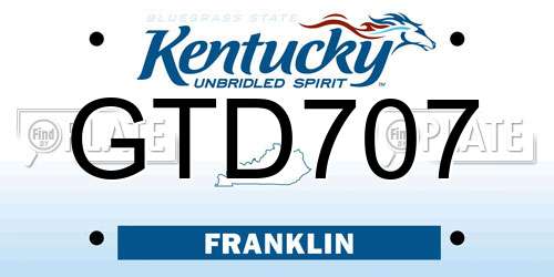 GTD707 Kentucky License Plate