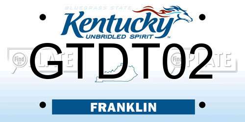 GTDT02 Kentucky License Plate