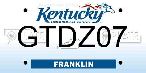 GTDZ07 Kentucky License Plate