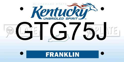 GTG75J Kentucky License Plate