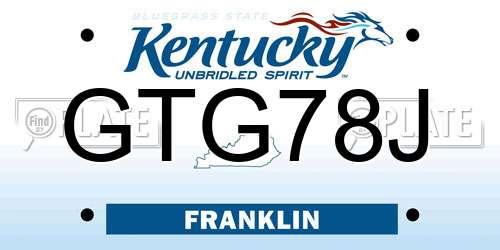 GTG78J Kentucky License Plate