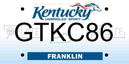 GTKC86 Kentucky License Plate