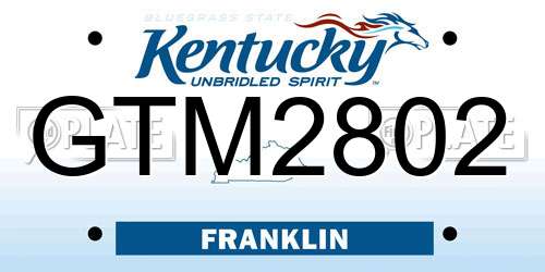 GTM2802 Kentucky License Plate
