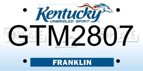 GTM2807 Kentucky License Plate