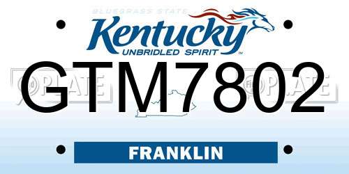 GTM7802 Kentucky License Plate