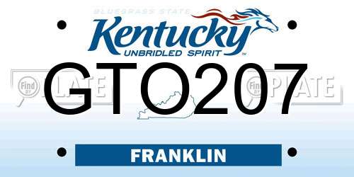 GTO207 Kentucky License Plate