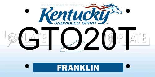 GTO20T Kentucky License Plate