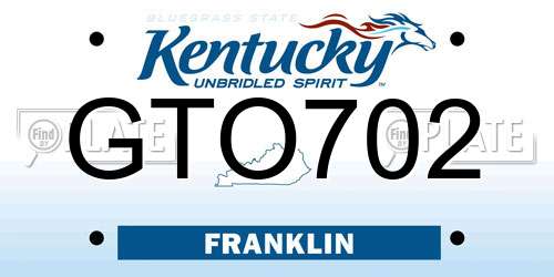 GTO702 Kentucky License Plate