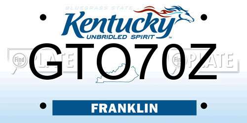 GTO70Z Kentucky License Plate