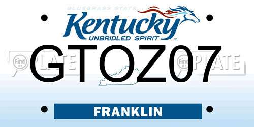 GTOZ07 Kentucky License Plate