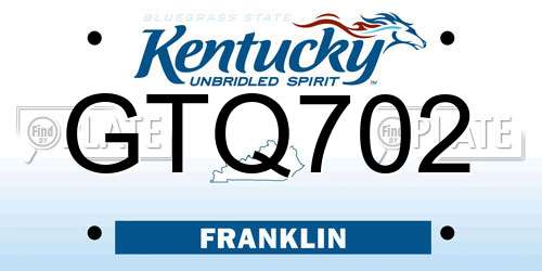GTQ702 Kentucky License Plate