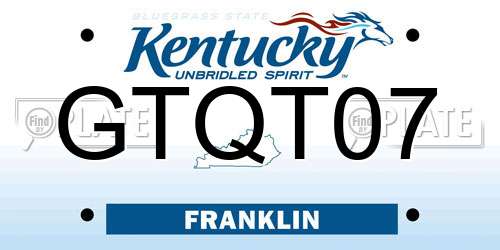 GTQT07 Kentucky License Plate