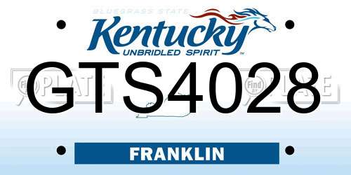 GTS4028 Kentucky License Plate