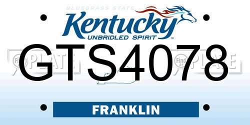 GTS4078 Kentucky License Plate