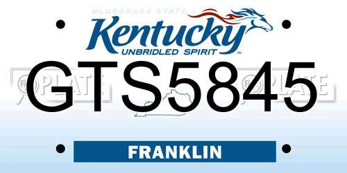GTS5845 Kentucky License Plate