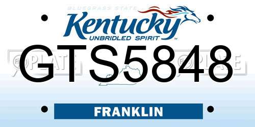 GTS5848 Kentucky License Plate