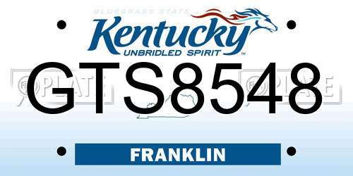 GTS8548 Kentucky License Plate