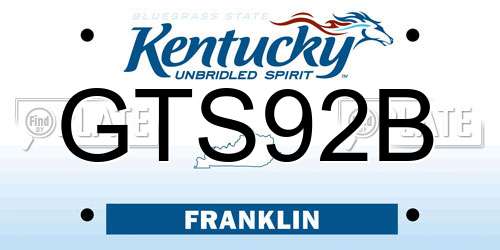 GTS92B Kentucky License Plate
