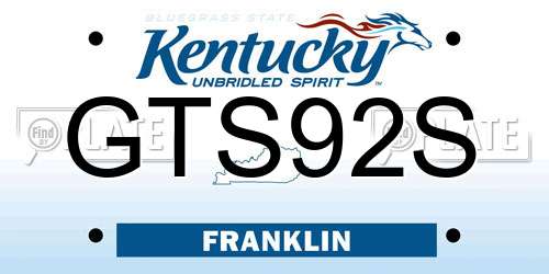 GTS92S Kentucky License Plate