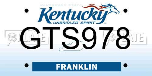 GTS978 Kentucky License Plate