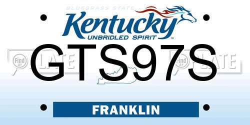 GTS97S Kentucky License Plate