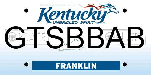 GTSBBAB Kentucky License Plate