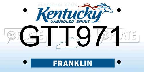 GTT971 Kentucky License Plate